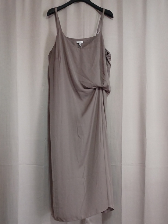 Refinity Dresses & Skirts - Refinity Taupe Slip Midi Dress Twist Front Detail Boho Chic NWT Plus Size 18